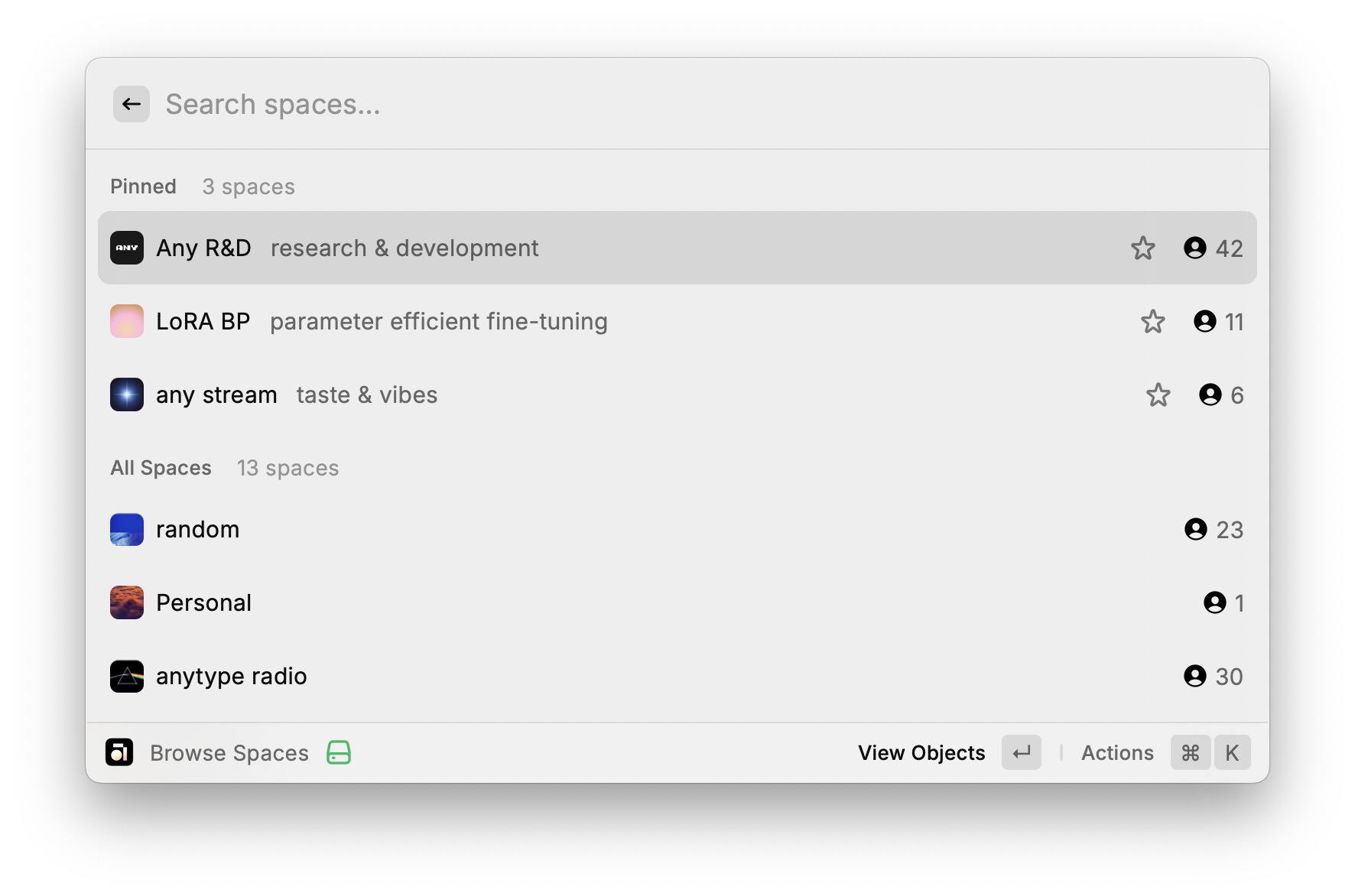 Local Storage for Pinned Spaces