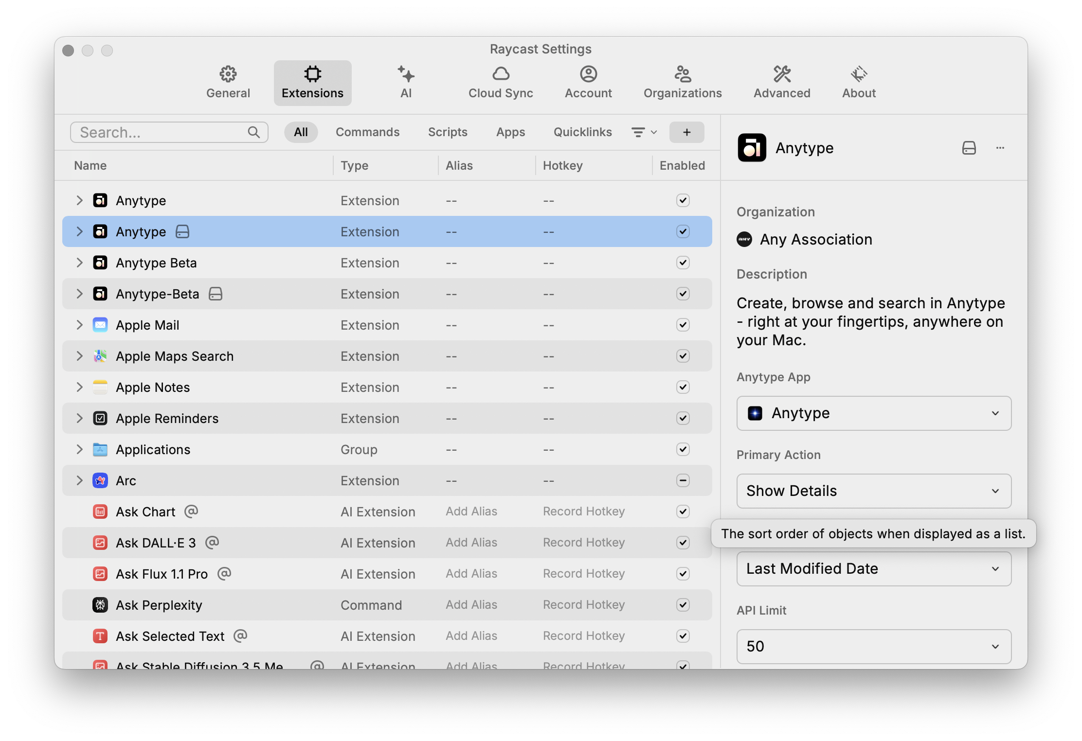 Extension Settings