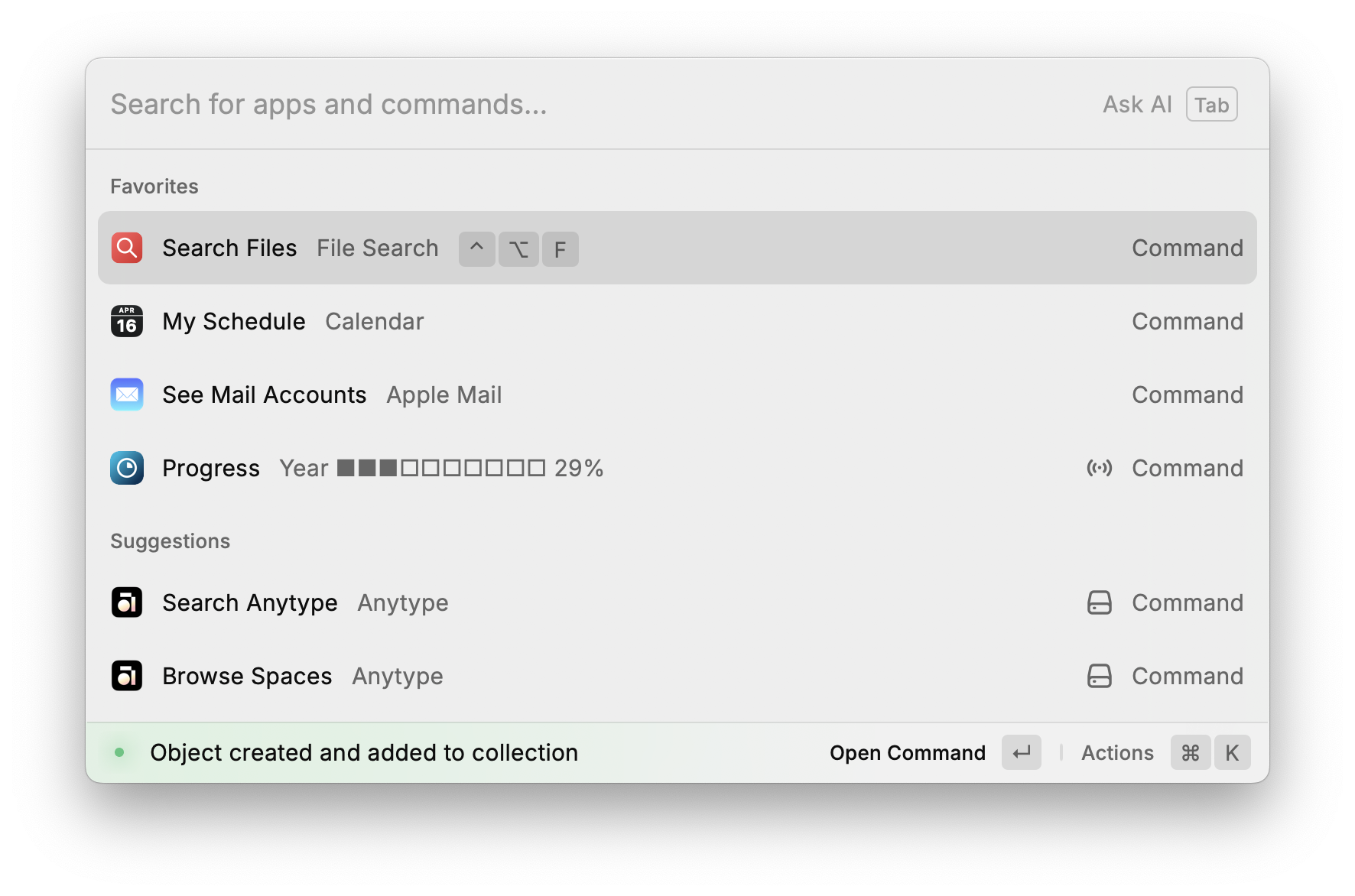 Confirmation of Object Creation